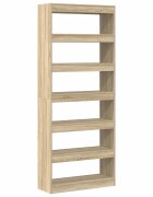 vidaXL Könyvespolc 6 szintes 80 x 30 x 198 cm Szerelt Fa Sonoma tölgy
