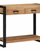 vidaXL Konzolasztal fiókkal Barna 90 x 33 x 75 cm Tömör Akácfa