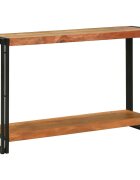 vidaXL Konzolasztal polcokkal Barna 120 x 33 x 75 cm Tömör Akácfa