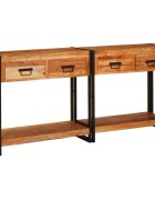 vidaXL Konzolasztalok 2 db Barna 161 x 33 x 75 cm Tömör Akácfa