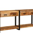vidaXL Konzolasztalok 2 db Barna 161 x 33 x 75 cm Tömör Mangófát