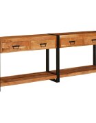 vidaXL Konzolasztalok 2 db Barna 200 x 33 x 75 cm Tömör Akácfa