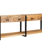 vidaXL Konzolasztalok 2 db Barna 200 x 33 x 75 cm Tömör Mangófát