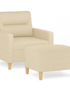 vidaXL krémszínű szövet kanapéfotel lábtartóval 60 cm