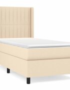 vidaXL krémszínű szövet rugós ágy matraccal 80 x 200 cm