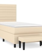 vidaXL krémszínű szövet rugós ágy matraccal 80 x 200 cm