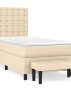 vidaXL krémszínű szövet rugós ágy matraccal 80 x 200 cm