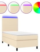 vidaXL krémszínű szövet rugós és LED-es ágy matraccal 80 x 200 cm