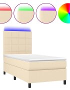 vidaXL krémszínű szövet rugós és LED-es ágy matraccal 80 x 200 cm