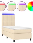 vidaXL krémszínű szövet rugós és LED-es ágy matraccal 80 x 200 cm