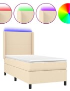 vidaXL krémszínű szövet rugós és LED-es ágy matraccal 80 x 200 cm