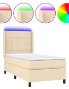 vidaXL krémszínű szövet rugós és LED-es ágy matraccal 80 x 200 cm