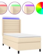 vidaXL krémszínű szövet rugós és LED-es ágy matraccal 80 x 200 cm