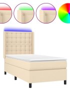 vidaXL krémszínű szövet rugós és LED-es ágy matraccal 80 x 200 cm
