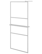 vidaXL króm ESG üveg és alumínium zuhanyfal polccal 90 x 195 cm