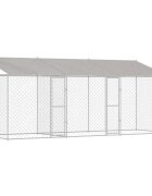 vidaXL Kutya ketrec tetővel Ezüst 600 x 200 x 256 cm Acél és PE