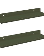 vidaXL Lebegő polc 2 db Olajzöld 30 x 9 x 25 cm Acél