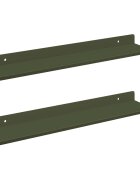 vidaXL Lebegő polc 2 db Olajzöld 40 x 9 x 25 cm Acél