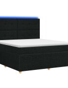 vidaXL LED Boxspring Ágy Mattal fejtámlával Fekete 140 x 190 cm Szövet