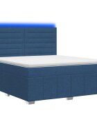 vidaXL LED Boxspring Ágy Mattal fejtámlával Kék 140 x 200 cm Szövet