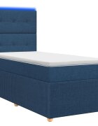 vidaXL LED Boxspring Ágy Mattal LED szalagokkal Kék 90 x 190 cm Szövet