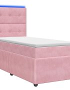 vidaXL LED Boxspring Ágy Mattal Rózsaszín 100 x 200 cm Bársony