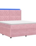 vidaXL LED Boxspring Ágy Mattal Rózsaszín 140 x 190 cm Bársony