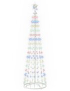 vidaXL LED-es kúpos karácsonyfa 180 cm 250 LED Többszínű Acél Fehér