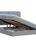 vidaXL LED tárolós ágy matraccal Világosszürke 140 x 200 cm Szövet