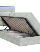 vidaXL LED tárolós ágy matraccal Világosszürke 90 x 200 cm Bársony