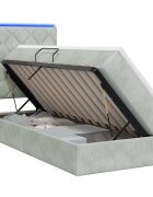 vidaXL LED tárolós ágy matraccal Világosszürke 90 x 200 cm Bársony
