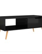 vidaXL magasfényű fekete szerelt fa dohányzóasztal 100 x 495 x 43 cm