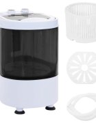vidaXL Mini mosógép egy tubussal 26 kg Fekete és Fehér