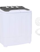 vidaXL Mini mosógép két tartállyal 36 kg Fekete és Fehér