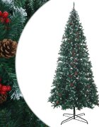 vidaXL Mű karácsonyfa 500 cm PVC és Acél Zöld és Fehér