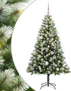 vidaXL Műanyag Hajtogatós Karácsonyfa Havas Designnal 150 LED
