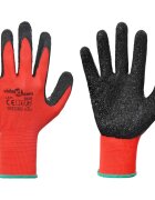 vidaXL Munkakesztyűk 12 db Piros és Fekete 11 / XXL Latex bevonat