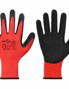 vidaXL Munkakesztyűk 12 db Piros és Fekete 8 / m Latex bevonat