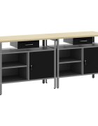 vidaXL Munkapad készlet 2 db Fekete Porszórt acél