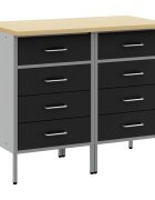 vidaXL Munkaszekrény fiókkal 2 db Fekete és Szürke 100 x 55 x 85 cm