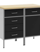 vidaXL Munkaszekrény fiókkal 2 db Fekete és Szürke 100 x 55 x 85 cm