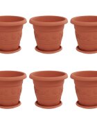 vidaXL Növénycserép 6 db Tégla Vörös Ø 26 x 21.5 cm Műanyag