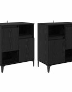 vidaXL Oldalszekrények 2 db Fekete tölgy 60 x 35 x 70 cm Szerelt Fa