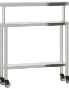 vidaXL rozsdamentes acél felső polcos konyhai munkaasztal 110x30x120cm