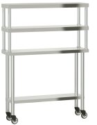 vidaXL rozsdamentes acél felső polcos konyhai munkaasztal 110x30x150cm