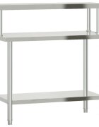 vidaXL rozsdamentes acél felső polcos konyhai munkaasztal 110x55x120cm