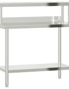 vidaXL rozsdamentes acél felső polcos konyhai munkaasztal 110x55x120cm