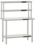 vidaXL rozsdamentes acél felső polcos konyhai munkaasztal 110x55x150cm