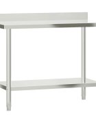 vidaXL rozsdamentes acél konyhai munkaasztal hátlappal 110x55x93 cm