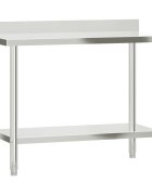 vidaXL rozsdamentes acél konyhai munkaasztal hátlappal 110x55x93 cm